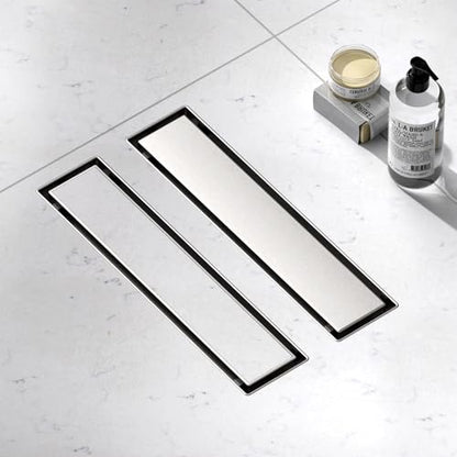 Brushed Nickel Linear Shower Drain,12 inch with Insert Grate | Stainless Steel,Rust and corrosion resistant,Fast drainage,Reduce standing shower water,Blocks odors insects,Prevent clogs - size: 12 Inch