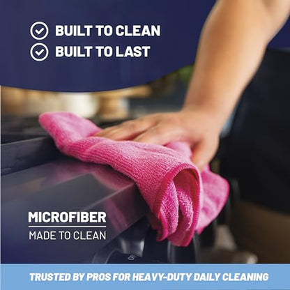 MW Pro Microfiber Cleaning Cloth | Purple | 12 Pack | 16” x 16” | All Purpose Microfiber Towels - Clean, Dust, Polish, Scrub, Absorbent - color: Purple