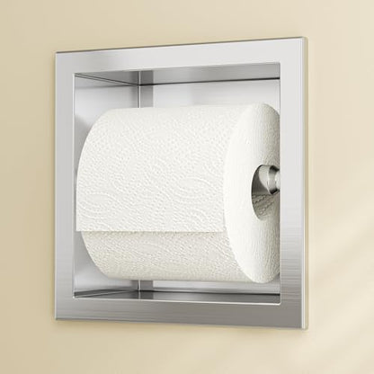 Neodrain Brushed 304 Stainless Steel Recessed in Wall Toilet Paper Holder | Rustproof,Durable construction, Space-saving, Built-in Wall toilet paper Holder for Bathroom & RV - color: Brushed, size: 6X6In