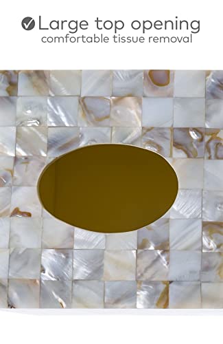 Milano Tissue Box Cover Rectangular - Decorative Tissue Box Holder Rectangular is Finished in Beautiful Mother of Pearl Shells - Durable Tissue Cover for Elegant Decor - style: Rectangular Tissue Box Cover