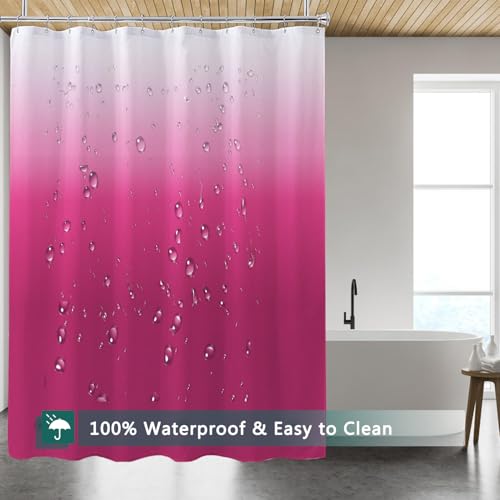 Shower Curtain Liner, 100% Waterproof Peva Shower Curtains with 3 Duty Heavy Bottom Magnets and 12 Rust Proof Grommets, 72x72 Weighted Shower Liner for Shower Stall, Bathtubs - color: Gradient Red