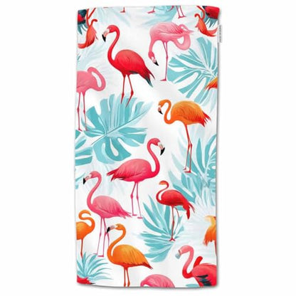 HGOD DESIGNS Flamingo Cotton Soft Bath Towels - Tropical Pink Flamingos & Palm Leaves - 15"X30 - color: Towel-97