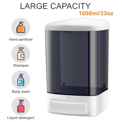 4Pack Hand Soap Dispenser Wall Mount 33.8oz Liquid Soap Dispenser - size: 4 pack-1000ml