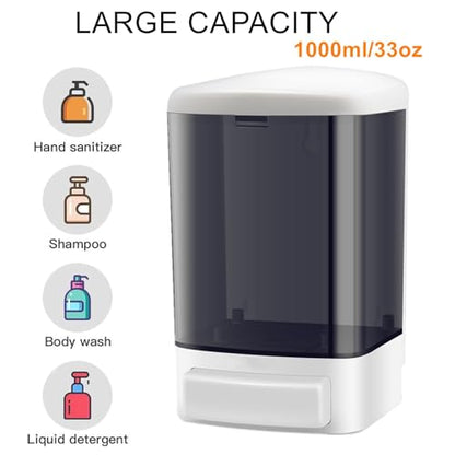 4Pack Hand Soap Dispenser Wall Mount 33.8oz Liquid Soap Dispenser - size: 4 pack-1000ml