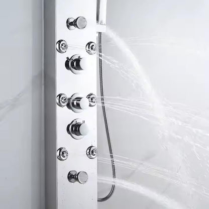 8 in 1 Shower Panel Tower System Stainless Steel 304 Thermostatic System with LED Rainfall, Hot & Cold Water Adjustable, Hand Shower, Body Mist Spray (Chrome Finish)