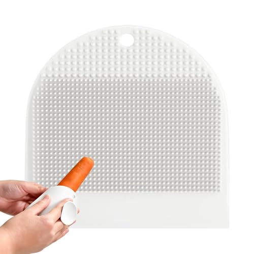 Shower Cleaning Brush Multifunction Silicone Cleaner Suction Cup | Dish Washing Brush with Squeegee for Indoor Home Apartment Bathroom Countertop Sink Shower Glass - color: White