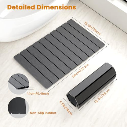 Dayacoco Non Slip Stone Bath Mat, 23.2 x 15.3 in Foldable Quick Dry Stone Shower Mat, Diatomaceous Earth Bath Mat for Bathroom, Kitchen, Easy to Clean (Grey) - color: Grey