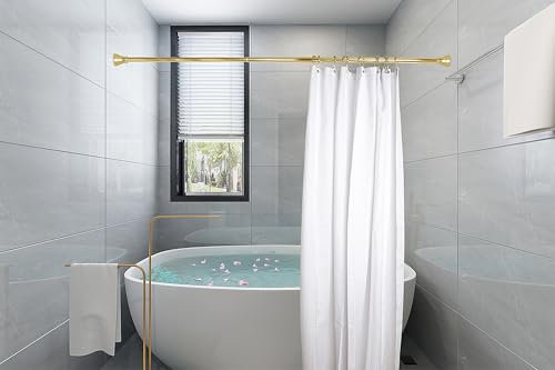 HK1GD Deco Flat Double Roller Shower Curtain Hooks; Gold - Set of 12 - color: Gold