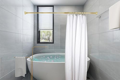 HK1GD Deco Flat Double Roller Shower Curtain Hooks; Gold - Set of 12 - color: Gold