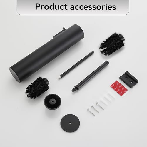 Wall Mounted Matte BlackToilet Brush with Holder,Durable Cleaning Toilet Bowl Brushes with Holders - color: Matte Black