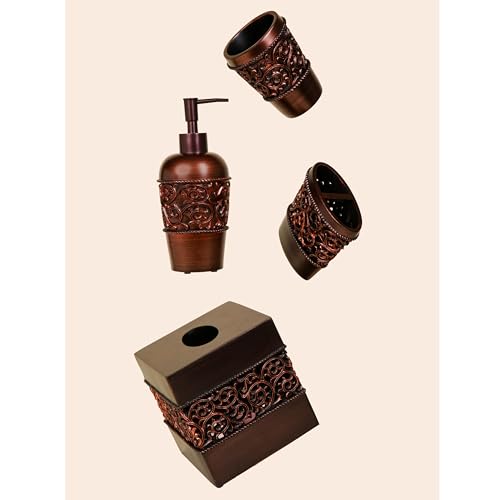 Bronze Finish Square Tissue Box Cover for Bathroom Vanity Counter Tops Also Great for Bedrooms and Living Rooms