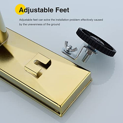 12 Inch Square Linear Shower Drain Brushed Gold Bathroom Floor Drain 304 Stainless Steel with Hair Catcher Strainer Removable Grate Cover ﻿