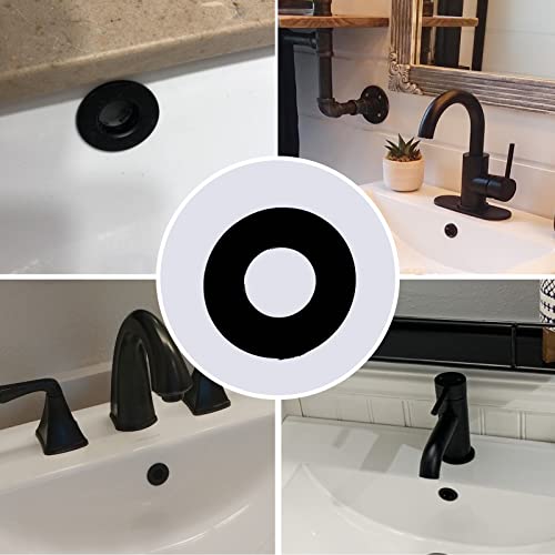 2 Pack Sink Overflow Ring Matte Black Bathroom Vanity Sink Overflow Cover Insert in Round Trim Cap Brass Material
