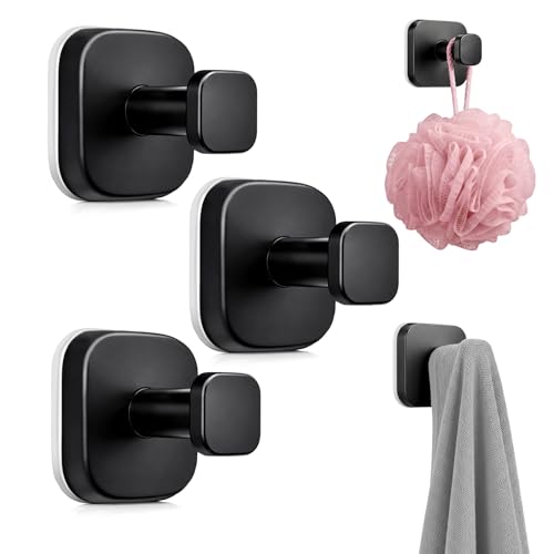 3 PCS Suction Cup Hook for Shower, Suction Cup Hooks for Shower, Door Hooks for Hanging Robe Loofah Removable Wall Hooks for Kitchen Glass Window Black - color: Black