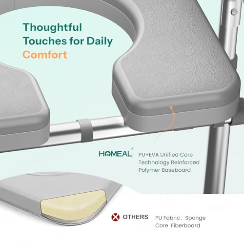 HOMEAL Seat Riser for Seniors with Bucket, Adjustable Raised Toilet Seat with Handles, Supports 450LBS, Heavy-Duty 3in1 Bedside Commode Chair for Any Toilet, Shower & Bedside (Grey, with Bucket) - size: With Commode