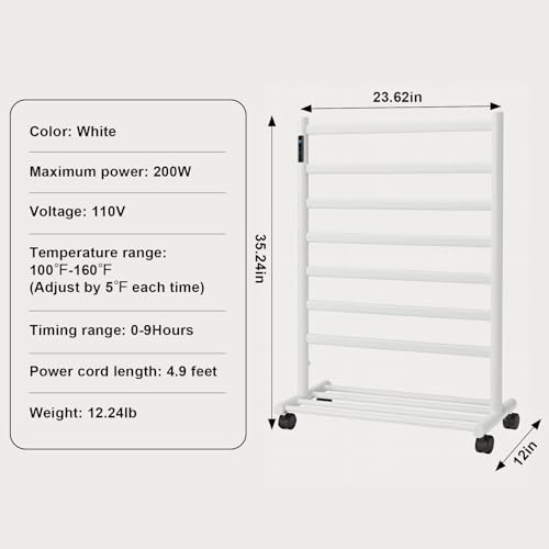 GROWNEER Upgraded Heated Towel Rack, 7 Bars Towel Warmer Rack, Wall Mounted & Freestanding Towel Warmer for Bathroom, Timer & Temperature Multi-Level Adjustments, Overheating Protection (White)