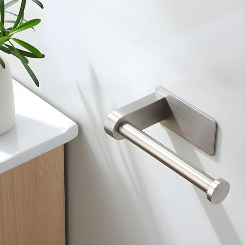 YIGII Self Adhesive Toilet Paper Holder - Bathroom Toilet Paper Holder Stand no Drilling Stainless Steel Brushed - color: Silver