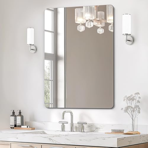 USHOWER Frameless Bathroom Mirror for Over Sink, 22x30 Inch | Rectangular Vanity Mirror for Wall, Shatterproof Tempered Mirror for Living Room, Bedroom, Entryway Upgrade & Remodel - color: Frameless, size: 22"L x 30"W