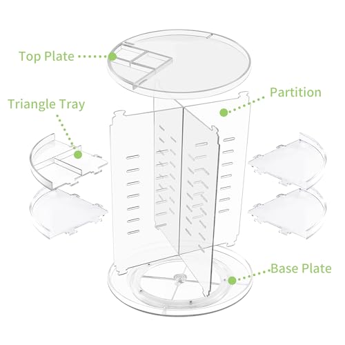 COYAHO 360 Rotating Makeup Organizer, Spinning Countertop, Cosmetic Holder Shelf, Make Up Organizers and Storage for Bedroom, Transparent