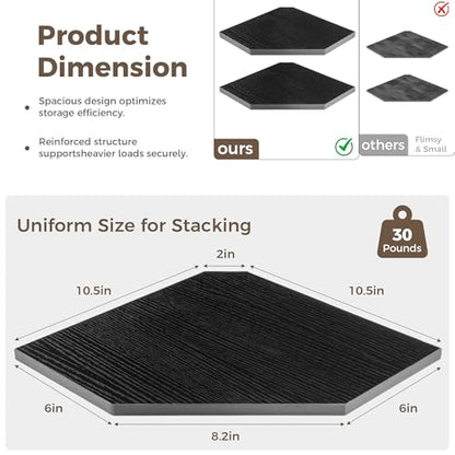 Floating Shelves 4-Pack for Bathroom & Kitchen, Space-Saving Floating Corner Wall Shelf with Easy Installation- Black