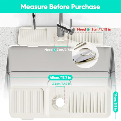 17.7inch Faucet Mat for Kitchen Sink [5°Slope Fast Self-draining] Faucet Mat Kitchen Sink Splash Guard Silicone Sink Splash Guard Kitchen Sink Area Tidy Splash Faucet Guard Draining Mat-Beige - color: Beige, size: 17.7" x 5.5"