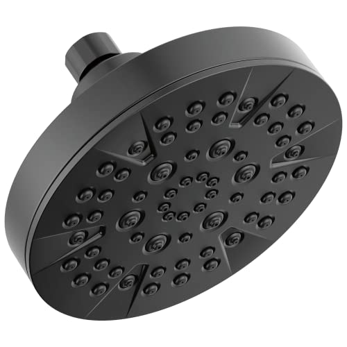Delta 6-Setting Matte Black Shower Head with High Pressure Spray, 6 Inch Round Shower Head, Showerheads, 1.75 GPM Flow Rate, Matte Black 52535-BL - color: Matte Black