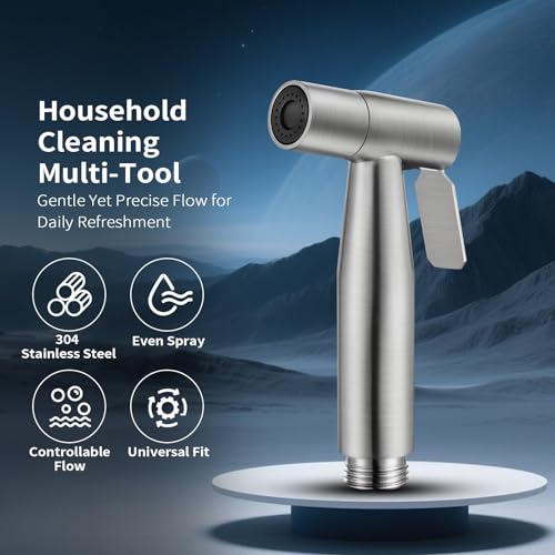BARROCK 2 Pack Bidet Sprayer Head Only, Stainless Steel Handheld Shattaf Jet Spray for Toilet, Baby Cloth Diaper Sprayer with Adjustable Water Pressure Control, Brushed Nickel - color: Brushed Nickel