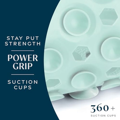 SlipX Solutions 39"x16" Power Grip Non Slip Bathtub Shower Mat, Seafoam | Stronger Wet Surface Protection, Soft Under Foot, 265+ Suction Cups, Large Drainage Holes - color: Solid Seafoam