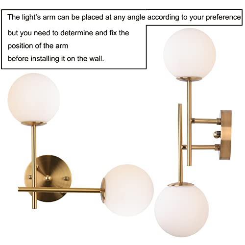 BYOLIIMA Gold Globe Wall Sconce, 7.5" W x 20" H, G9 Base, Compatible with LED or Halogen Bulbs, Perfect for Bathroom, Kitchen, Living Room, Home Office, Lobby, Bedroom - color: Gold