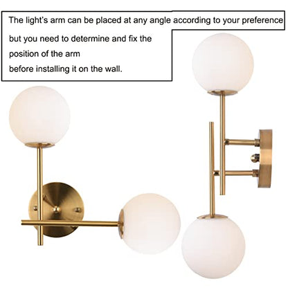BYOLIIMA Gold Globe Wall Sconce, 7.5" W x 20" H, G9 Base, Compatible with LED or Halogen Bulbs, Perfect for Bathroom, Kitchen, Living Room, Home Office, Lobby, Bedroom - color: Gold