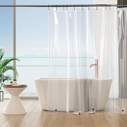 Stall Clear Shower Curtain Liner 54 x 72 inch, Plastic Weighted Shower Liner with 2 HeavyWeighted Magnets, Transparent, 100% Waterproof Narrow Shower Liner - color: 8g-clear, size: 54"W x 72"L (Pack of 1)
