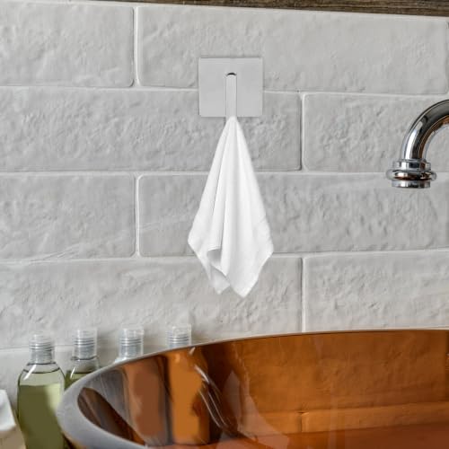 KALLORY Stainless Steel Adhesive Wall Hooks for Hanging Heavy Duty Towels and Clothes Punch-Free Strong Self-Adhesive Hooks for Bathroom and Kitchen