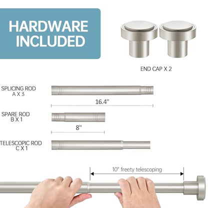 BRIOFOX Shower Curtain Rod Adjustable 18-78 Inch, Stainless Steel Spring Tension Shower Rod No Drilling Non Slip, Silver - color: Silver, size: 18-78 Inch