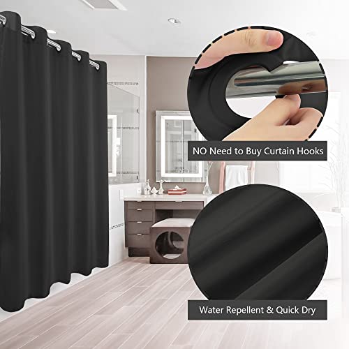 River Dream No Hook Hotel Cloth Black Shower Curtain Microfiber Waterproof - Soft Fabric Shower Curtain or Liner Washable, Black, 71x74 - color: Black, size: 71"W x 74"L (Pack of 1)