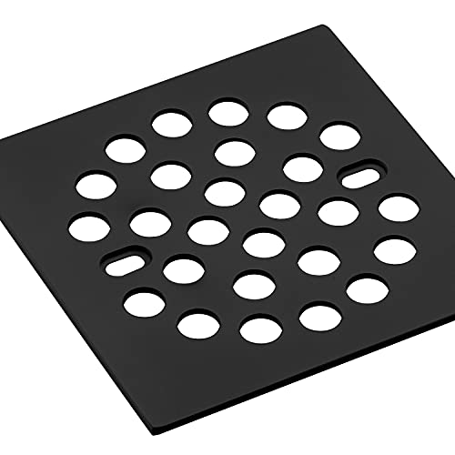 RRAJJ Square Improve 4-1/4 Inch(108mm*108mm) Screw-in Shower Floor Drain Grate Strainer (Black) - color: Black