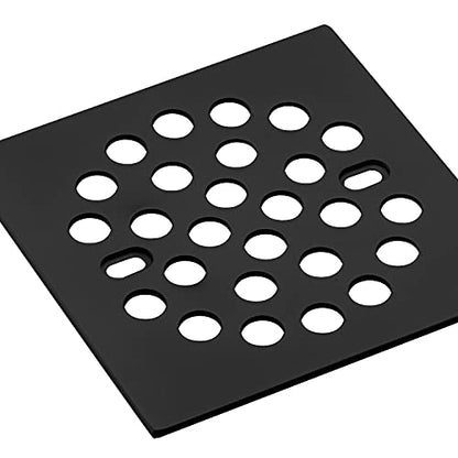 RRAJJ Square Improve 4-1/4 Inch(108mm*108mm) Screw-in Shower Floor Drain Grate Strainer (Black) - color: Black