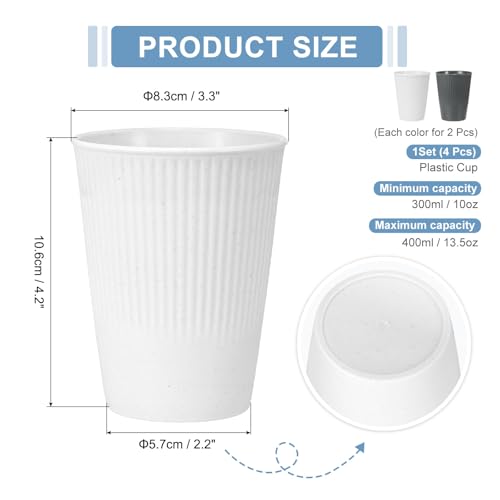 uxcell 4 Pcs Simple Toothbrush Cup, 3.3 x 3.3 x 4.2 Dishwasher Safe Bathroom Tumbler Reusable Plastic Cup Set for Storing Toothpaste Combs, Gray/White - color: Gray/White