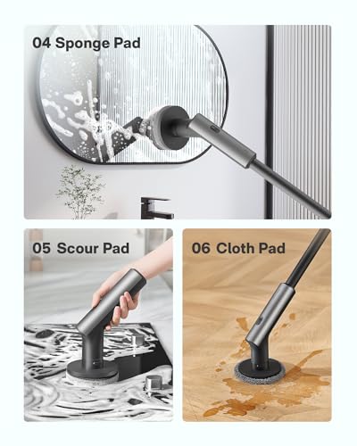 HOTO 3 Pcs Replacement Pads for HOTO Electric Scrubber with Long Handle | Suitable for HOTO Electric Scrubber with Long Handle Only, Power Cleaning Brushes for Bathroom Floor Tile