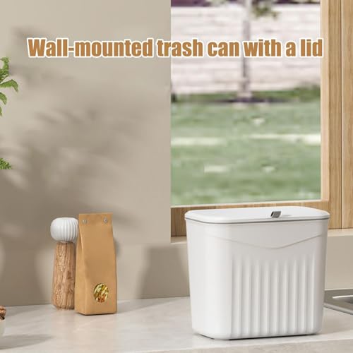 Food Waste Bin for Kitchen Wall Mounted Kitchen Trash with Lid | Home Daily Supplies for Over Door Under Cabinet Laundry Offices Dormitory Apartment Bathroom