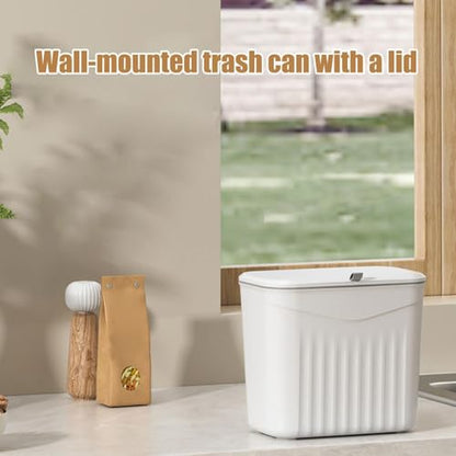 Food Waste Bin for Kitchen Wall Mounted Kitchen Trash with Lid | Home Daily Supplies for Over Door Under Cabinet Laundry Offices Dormitory Apartment Bathroom