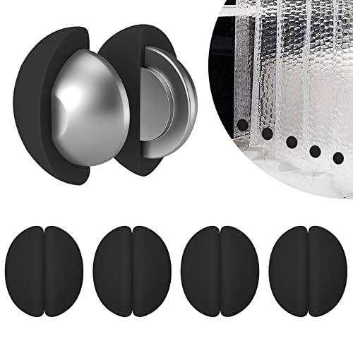 VANZAVANZU 5 Pairs Shower Curtain Weights, Silicone Wrapped Magnets, Heavy Duty Magnets Prevent Curtain Liner from Blowing, Rust-Free, Black - color: Black, size: 1.2"W x 1.2"L (Pack of 5)