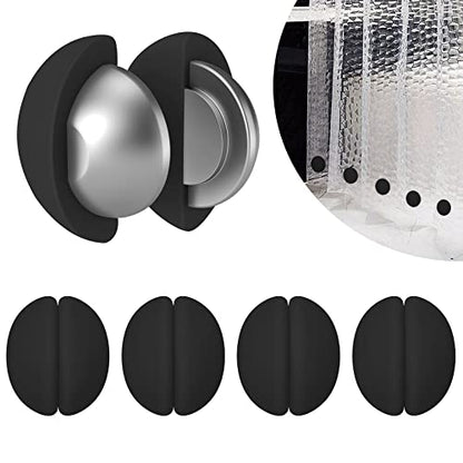 VANZAVANZU 5 Pairs Shower Curtain Weights, Silicone Wrapped Magnets, Heavy Duty Magnets Prevent Curtain Liner from Blowing, Rust-Free, Black - color: Black, size: 1.2"W x 1.2"L (Pack of 5)