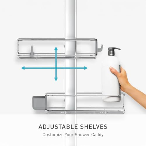 simplehuman Adjustable and Extendable Shower Caddy Large, Stainless Steel and Anodized Aluminum - style: Large