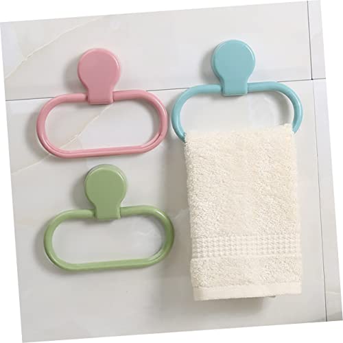 POPETPOP Self Adhesive Towel Holder Ring Green No Drilling Bathroom Towel Rack Abs Material Easy Peel and Stick Installation for Kitchen and Bathroom Use