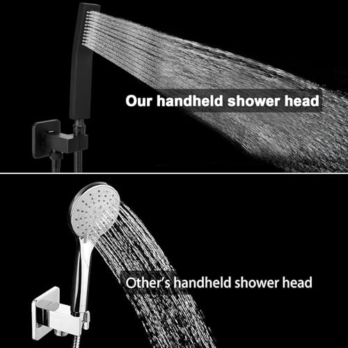 NearMoon HandHeld Shower Head, Luxury High Pressure Shower Kit with Wall Connector and Hose Set, for Bathroom Showering System Contemporary Square Style (Matte Black) - color: Matte Black