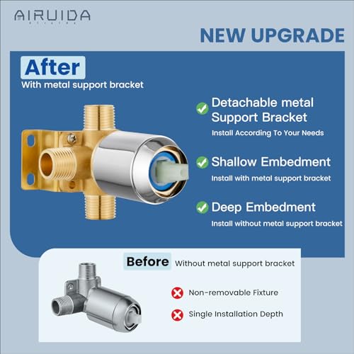Airuida 6 Inch Shower Faucet Set,Bathtub Faucet Kit,Chrome Polish | Shower Tub Faucet Set,Male Threads Rough-In Valve,Square Head Shower System - color: Chrome, size: 6 Inch