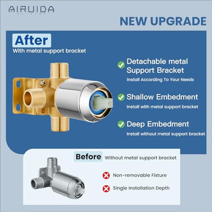 Airuida 6 Inch Shower Faucet Set,Bathtub Faucet Kit,Chrome Polish | Shower Tub Faucet Set,Male Threads Rough-In Valve,Square Head Shower System - color: Chrome, size: 6 Inch