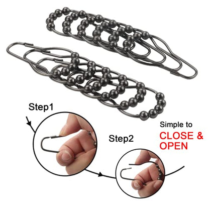 Shower Curtain Hooks Rings, Rustproof Metal Shower Curtain Rings for Bathroom Shower Rods Curtains - Set of 12, Black Nickel - color: Black Nickel