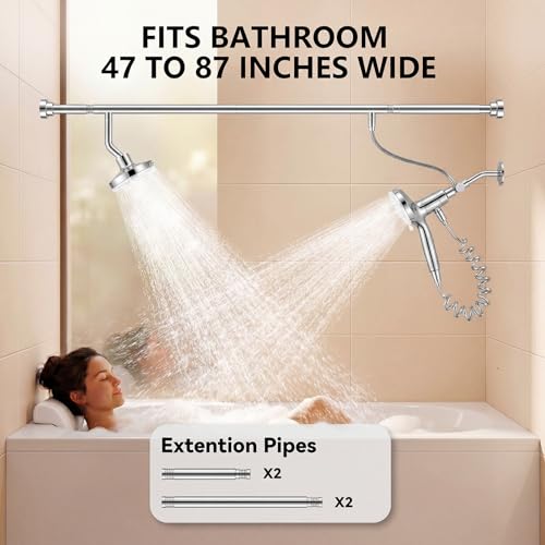 Dual Shower Head with Magnetic Handheld, Double Showerhead System, Silver | High Pressure, Gifts for Two People 2 Person Couples Women Men, Adjustable, Easy Install, Renter-Friendly, SPA-Like - color: Silver