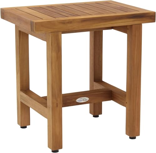 Patented 18" Spa Lotus Teak Shower Bench - A. Bench | Durable, Water-Resistant Teak, Shower Chair & Shaving Foot Rest, Indoor/Outdoor Use - size: A. Bench